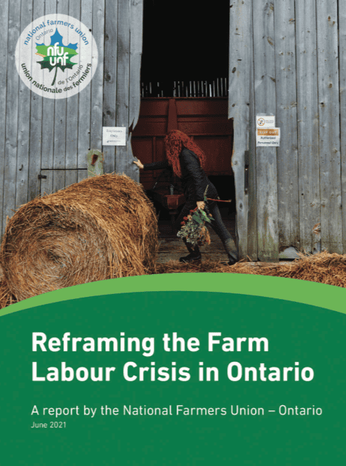 Report cover for Reframing the Farm Labour Crisis in Ontario.